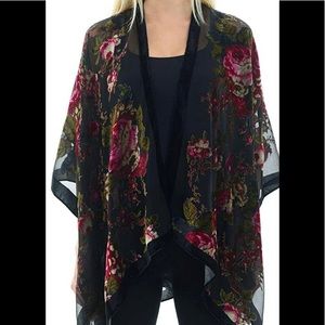 NWT Velvet Floral Kimono Cardigan (one size)